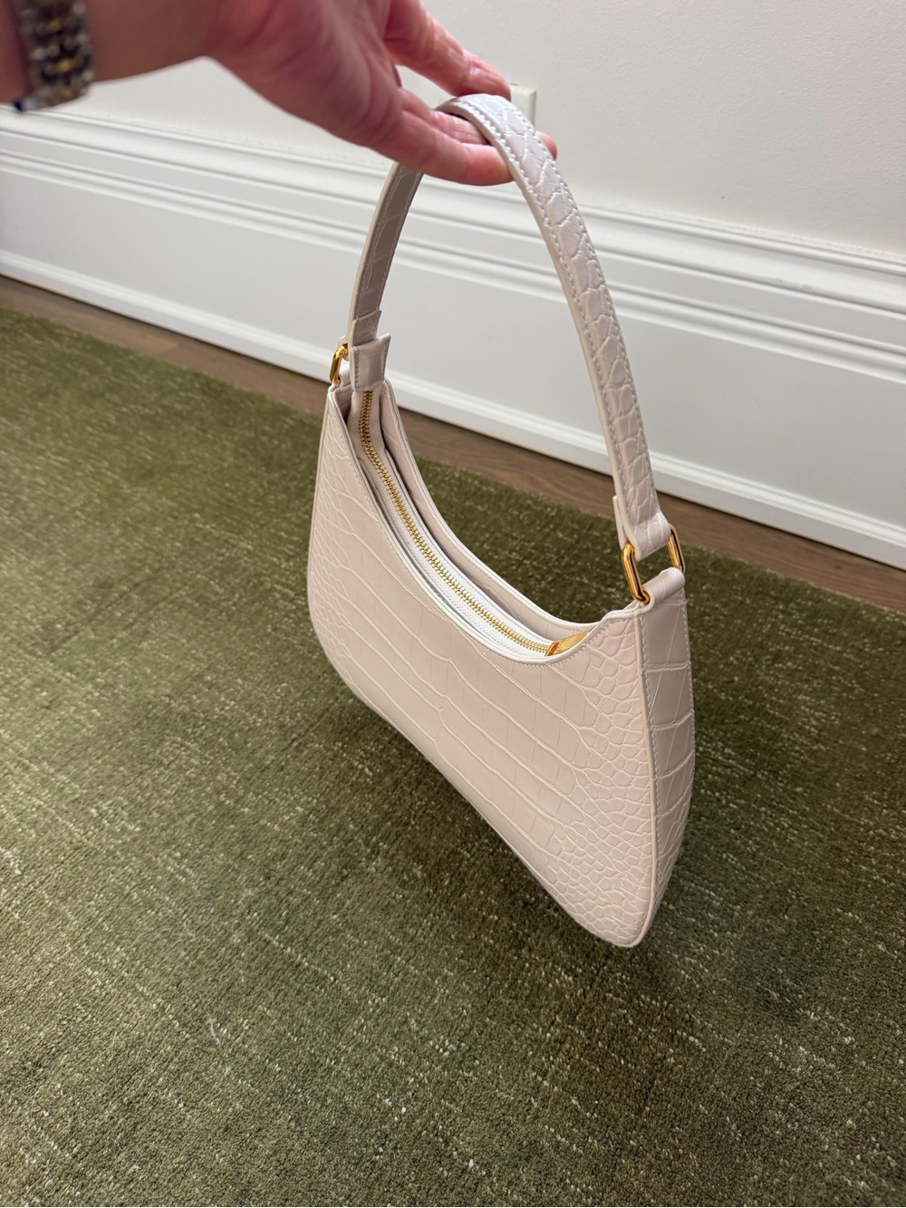 JW PEI Ruby Shoulder Bag - Cream White Croc - Picture 4 of 6